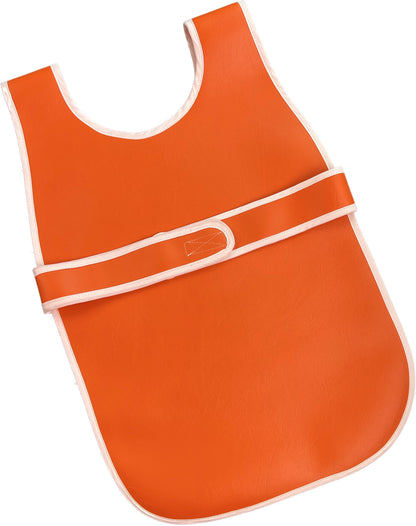 Child's orange durable washable waterproof vinyl Primary Montessori apron