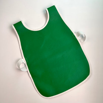 Green Toddlers durable washable waterproof Montessori apron with elastic sides