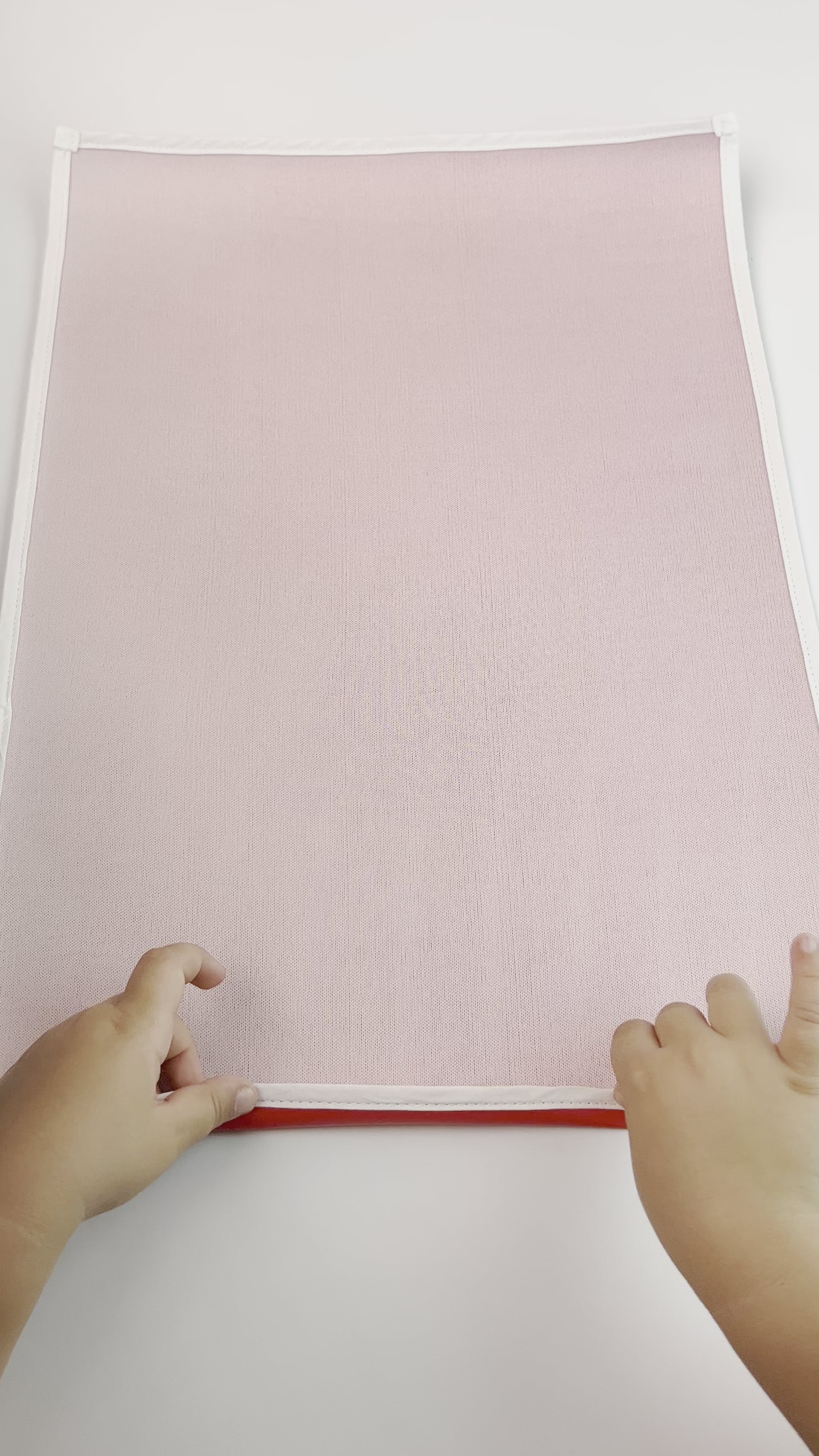 Red durable washable waterproof vinyl Montessori protector placemat - child rolling